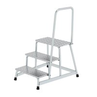 MUNK Montagetritt mit Handlauf 50043 silber 3 Stufen, H:...