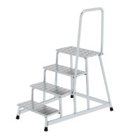 MUNK Montagetritt mit Handlauf 50044 silber 4 Stufen, H: 80,0 cm