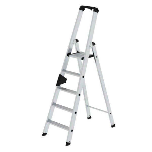 MUNK Stehleiter einseitig 40105 silber 5 Stufen, H: 158,0 cm