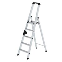 MUNK Stehleiter einseitig 40105 silber 5 Stufen, H: 158,0 cm