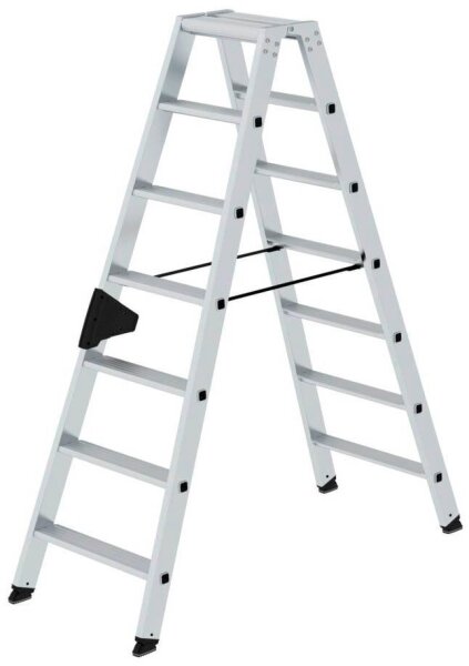 MUNK Stehleiter beidseitig 40214 silber 2x 7 Stufen, H: 161,0 cm