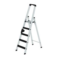 MUNK Stehleiter einseitig 42105 silber 5 Stufen, H: 181,0 cm
