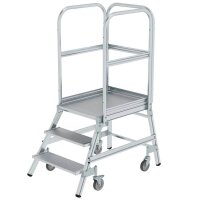 MUNK Podestleiter 50103 fahrbar silber 3 Stufen, H: 172,0 cm