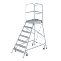 MUNK Podestleiter 50107 fahrbar silber 7 Stufen, H: 268,0 cm