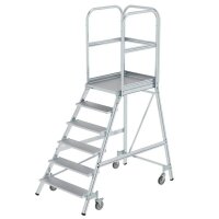 MUNK Podestleiter 50106 fahrbar silber 6 Stufen, H: 244,0 cm