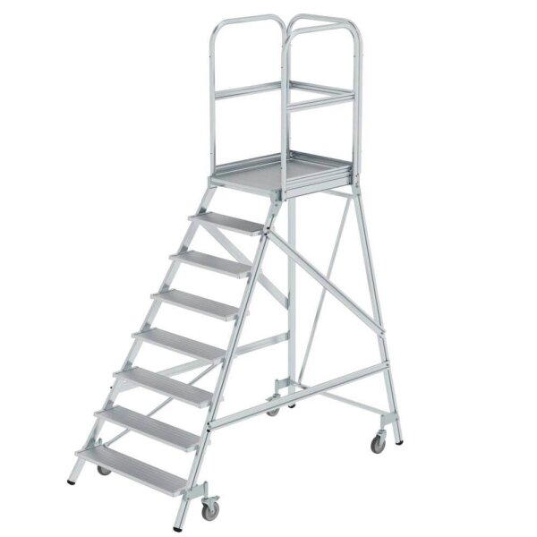 MUNK Podestleiter 50108 fahrbar silber 8 Stufen, H: 292,0 cm