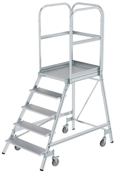 MUNK Podestleiter 50105 fahrbar silber 5 Stufen, H: 220,0 cm