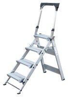 MUNK Stehleiter einseitig 53104 silber 4 Stufen, H: 148,0 cm