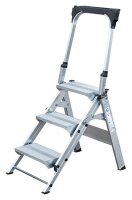 MUNK Stehleiter einseitig 53103 silber 3 Stufen, H: 126,0 cm