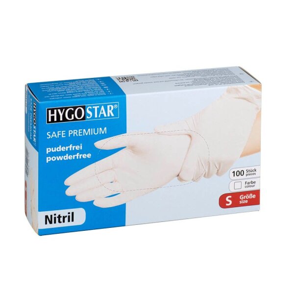 HYGOSTAR unisex Einmalhandschuhe SAFE PREMIUM weiß Größe S, 100 St.