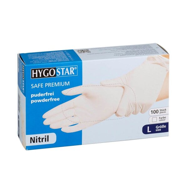 HYGOSTAR unisex Einmalhandschuhe SAFE PREMIUM weiß Größe L, 100 St.