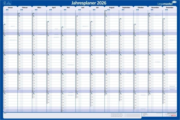 Legamaster Jahresplaner, Monatseinteilung 90,0 x 60,0 cm