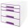 LEITZ Schubladenbox WOW CUBE  perlweiß/violett 5213-20-62, DIN A4 mit 4 Schublad
