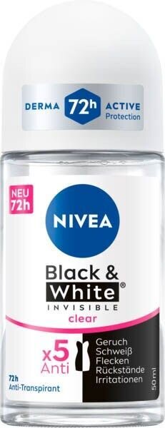 NIVEA Black & White Invisible Clear Deo-Roller 50,0 ml