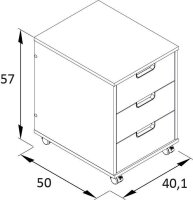 MÖBELPARTNER Emmik Rollcontainer weiß-eiche 3...