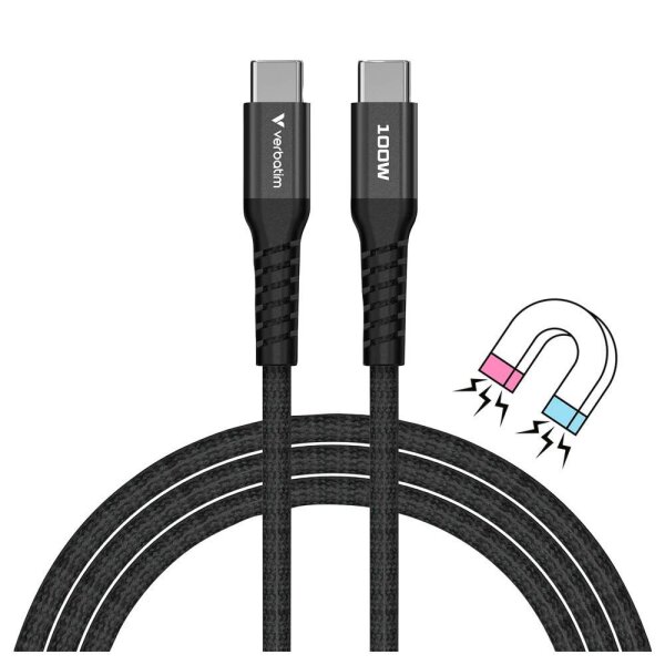 verbatim Sync & Charge Magnetkabel Ladekabel schwarz, Kabellänge: 1,2 m, 100 W