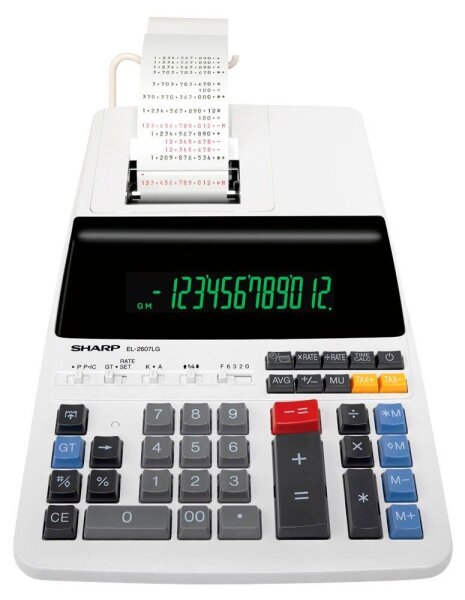 SHARP EL-2607LG Tischrechner druckend lichtgrau
