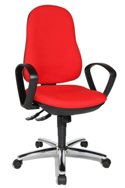 Topstar Bürostuhl Syncro Steel, 8929 G21 Stoff rot, Gestell chrom