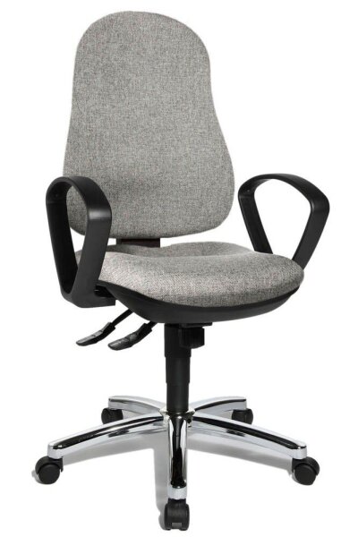 Topstar Bürostuhl Syncro Steel, 8929 G23 Stoff grau, Gestell chrom