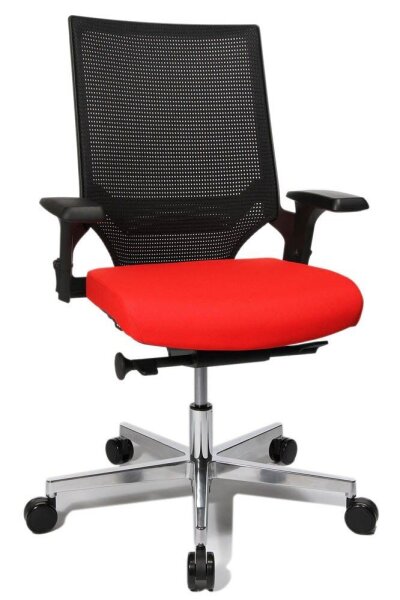 Topstar Bürostuhl T300, TA309A T310 Stoff rot, Gestell alu
