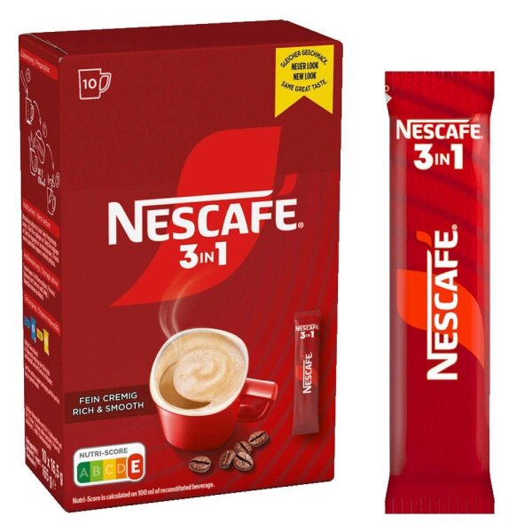 NESCAFÉ 3in1 Classic Instantkaffee, mild, 10 x 16,5 g
