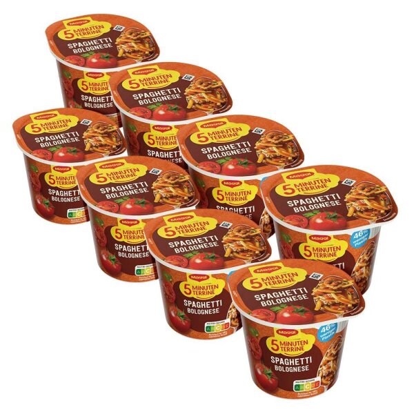 Maggi® 5 Minuten Terrine Spaghetti Bolognese Fertiggericht 8x 60,0 g, 8 St.
