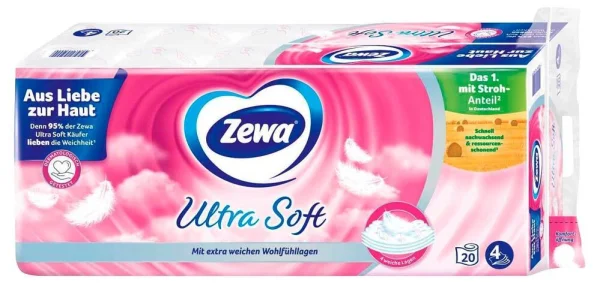 Zewa Toilettenpapier Ultra Soft 4-lagig, 20 Rollen
