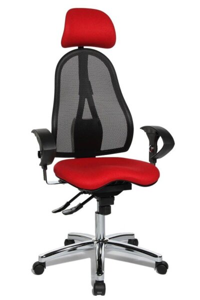 Topstar Bürostuhl Sitness 45, ST99U L51X Stoff rot, Gestell chrom