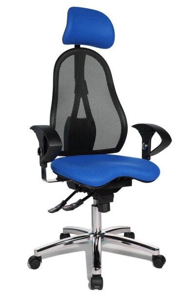 Topstar Bürostuhl Sitness 45, ST99U L56X Stoff blau, Gestell chrom