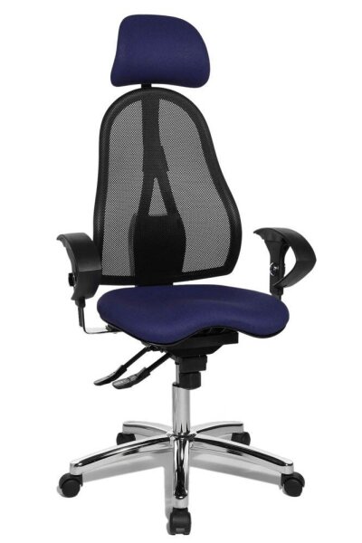 Topstar Bürostuhl Sitness 45, ST99U L58X Stoff blau, Gestell chrom