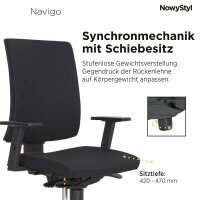 Nowy Styl Bürostuhl Navigo Stoff schwarz, Gestell chrom