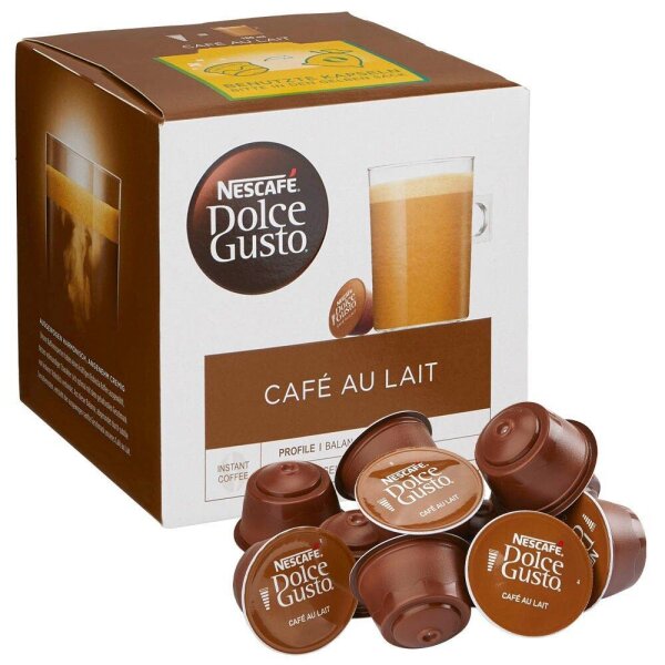 NESCAFÉ DOLCE GUSTO® CAFÉ AU LAIT Kaffeekapseln, Robustabohnen kräftig, 16 St.