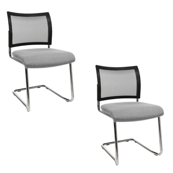 Topstar Besucherstühle Visit 20 Net NV490 G230 grau, schwarz Stoff, 2 St.