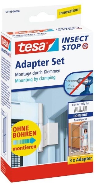 tesa Klemmscharnier für Fliegengitter Insect Stop Alu Comfort Adapter Set weiß
