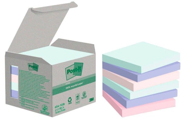 Post-it® Recycling Notes Rainbow Haftnotizen farbsortiert, 6 Blöcke