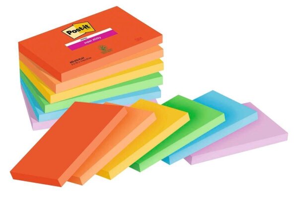 Post-it® Super Sticky Playful Haftnotizen extrastark farbsortiert, 6 Blöcke