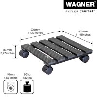 WAGNER® design yourself Pflanzenroller WPC GH 0500 Kunststoff anthrazit quadratisch 29,0 x 29,0 x 8,3 cm, 1 St.