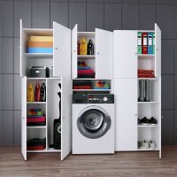 VCM my bath Waschmaschinenschrank Lona, 913840 weiß 1 Fachboden 64,0 x 27,0 x 182,0 cm