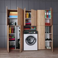 VCM my bath Waschmaschinenschrank Lona, 913841 sonoma-eiche 1 Fachboden 64,0 x 27,0 x 182,0 cm