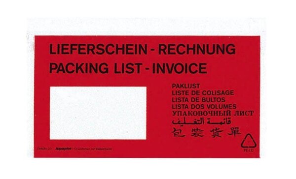 VP Lieferscheintaschen Kunststoff DIN lang 250 St.