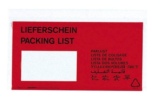 VP Lieferscheintaschen Kunststoff DIN lang 250 St.