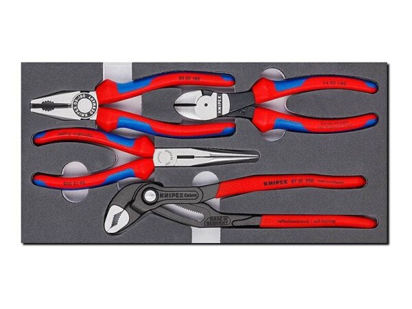 KNIPEX Zangen-Set Profi 00 20 01 V15, Länge: 18,0 + 16,0 + 25,0 cm, 5-tlg., 1 Set