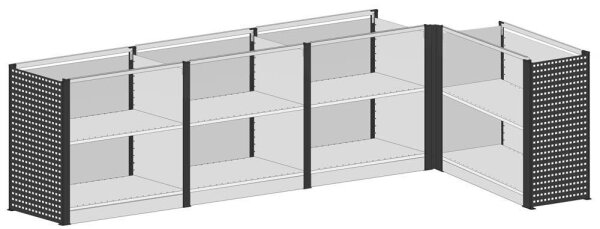 SCHULTE Thekenmodul-Set MULTIplus L-Form, ohne Arbeitsplatte, lichtgrau, schwarz 384,8 x 78,0 x 100,7 cm