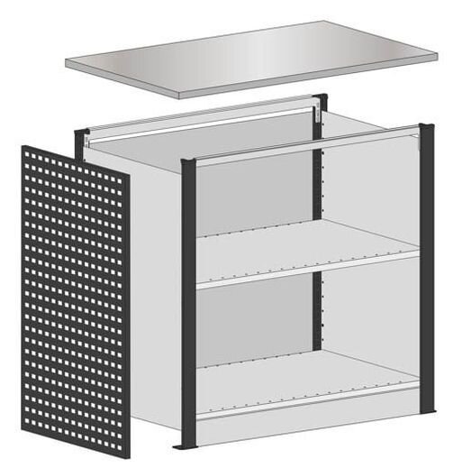 SCHULTE Thekenmodul MULTIplus Startmodul gerade, mit Arbeitsplatte, lichtgrau, schwarz 80,6 x 78,0 x 103,5 cm