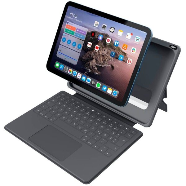 DEQSTER Smart Rugged Touch PLUS Keyboard 10,9" Tablet-Tastatur schwarz geeignet für Apple iPad 10. Gen (2022), Apple iPad 10. Gen (2024)