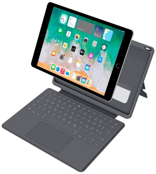 DEQSTER Smart Rugged Touch PLUS Keyboard Tablet-Tastatur schwarz geeignet für Apple iPad 7. Gen (2019), Apple iPad 8. Gen (2020), Apple iPad 9. Gen (2021)