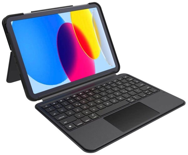 DEQSTER Smart Combo Touch Keyboard Tablet-Tastatur grau geeignet für Apple iPad 10. Gen (2022), Apple iPad 10. Gen (2024), Apple iPad (A16) (2025)