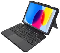 DEQSTER Smart Combo Touch Keyboard Tablet-Tastatur grau geeignet für Apple iPad 10. Gen (2022), Apple iPad 10. Gen (2024), Apple iPad (A16) (2025)