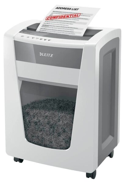 LEITZ IQ Office Pro Aktenvernichter mit Partikelschnitt P-5, 2 x 5 mm, bis 7 Blatt, weiß