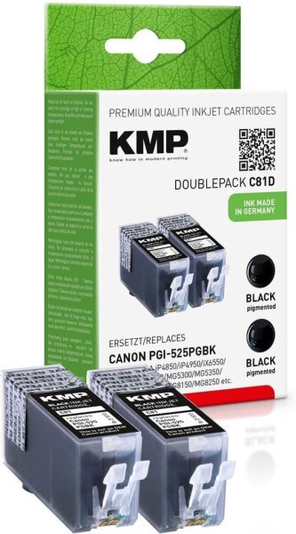KMP C81D  schwarz Druckerpatronen kompatibel zu Canon PGI-525 BK Twinpack, 2er-S